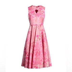 Girls Pink Floral Satin Fit-and-Flare Party Dress